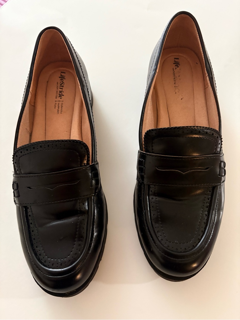 Life Stride Black Patent Penny Loafers